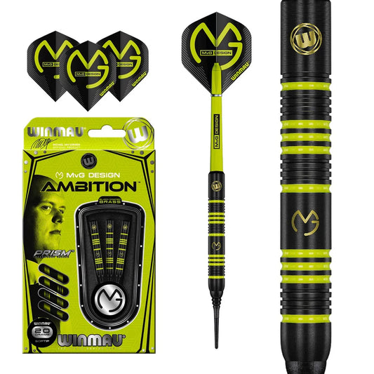 Winmau MVG Ambition Brass Darts 18g B/W 20g F/W