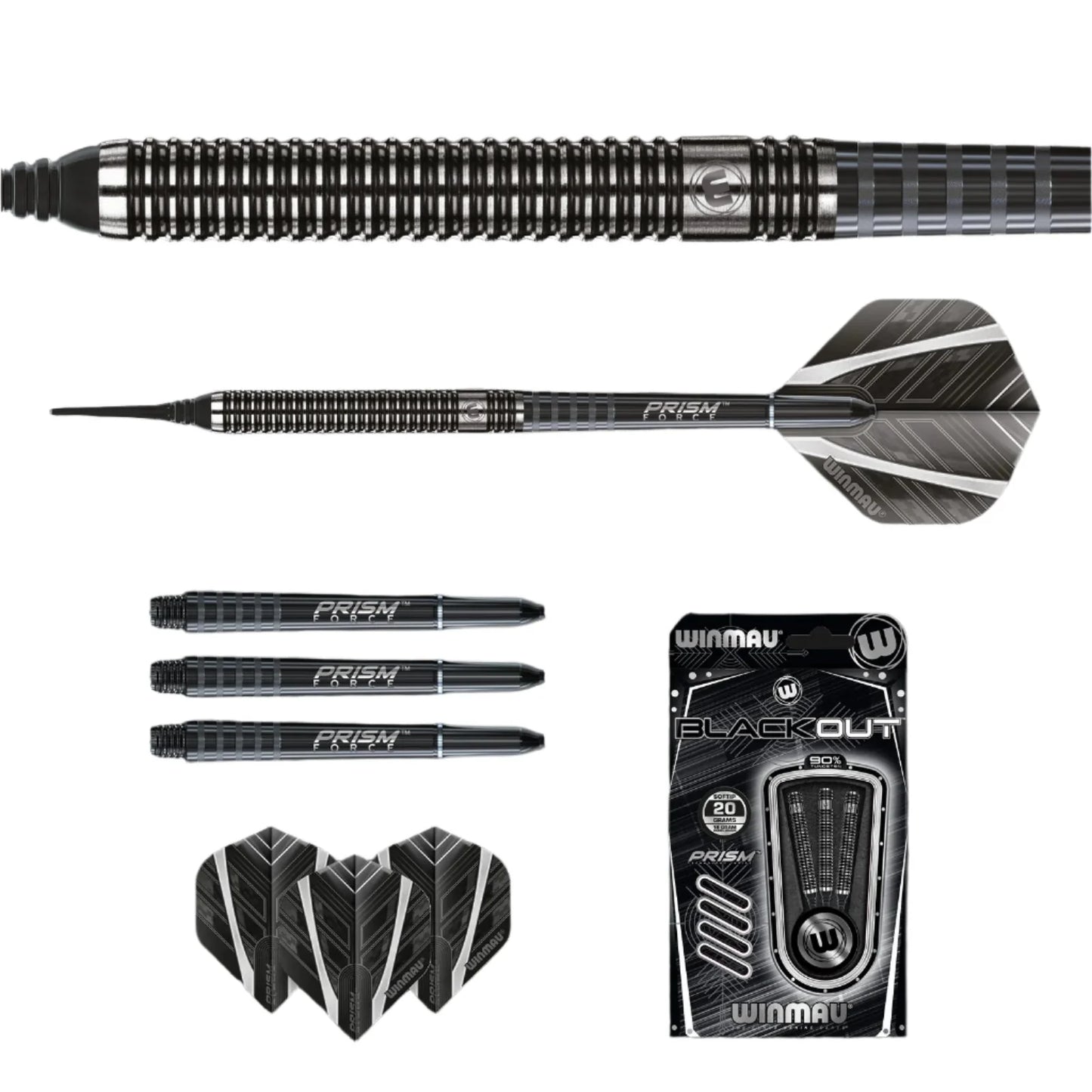 Winmau Blackout Soft Tip Dart Set - 18g