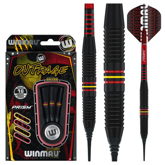 Winmau Outrage Brass Soft Tip Dart Set - 18g