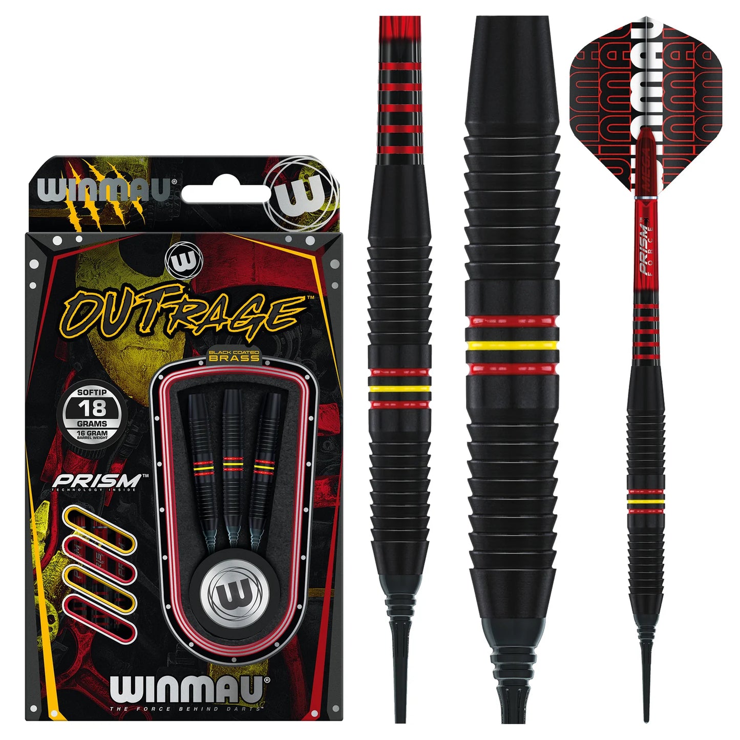 Winmau Outrage Brass Soft Tip Dart Set - 18g