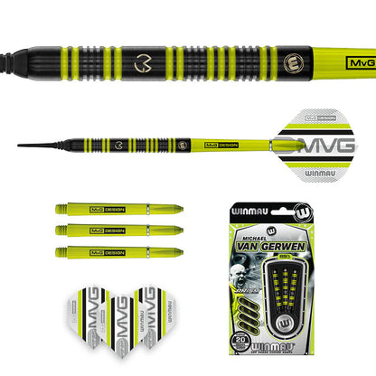 Winmau MVG 85% Dart Set 18 B/W 20 F/W