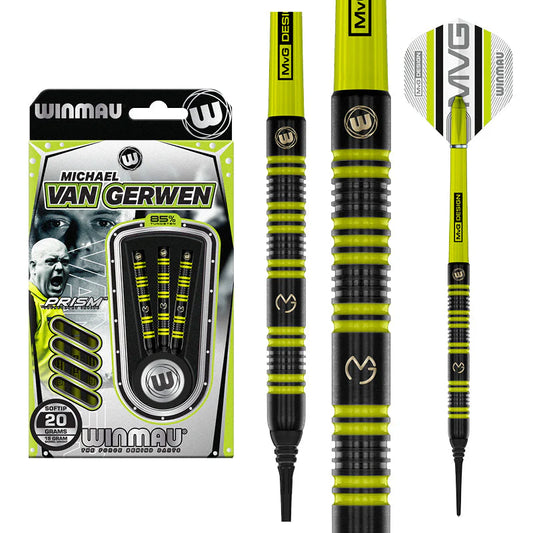 Winmau MVG 85% Dart Set 18 B/W 20 F/W