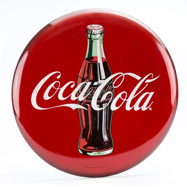 Open Road Brands Coca-Cola Button Tin Sign