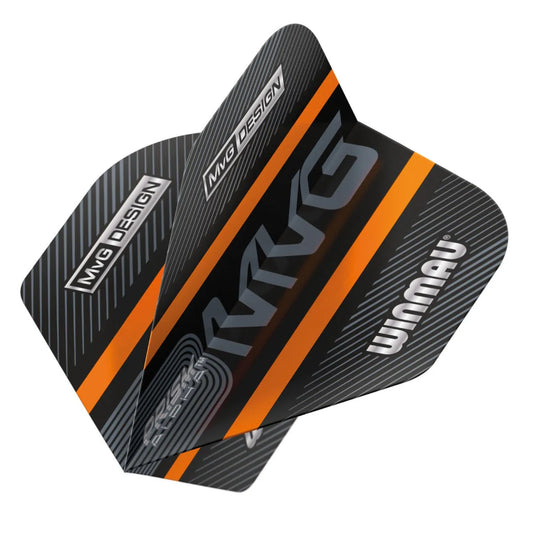 Winmau MVG Black & Orange Logo Stripe Prism Alpha Standard Flight