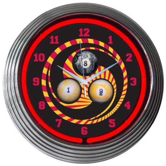 Neonetics Billiards 1,8,9 Neon Clock