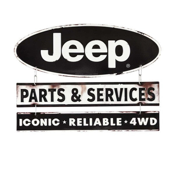 Jeep Parts & Services Linked & Embossed Metal Sign