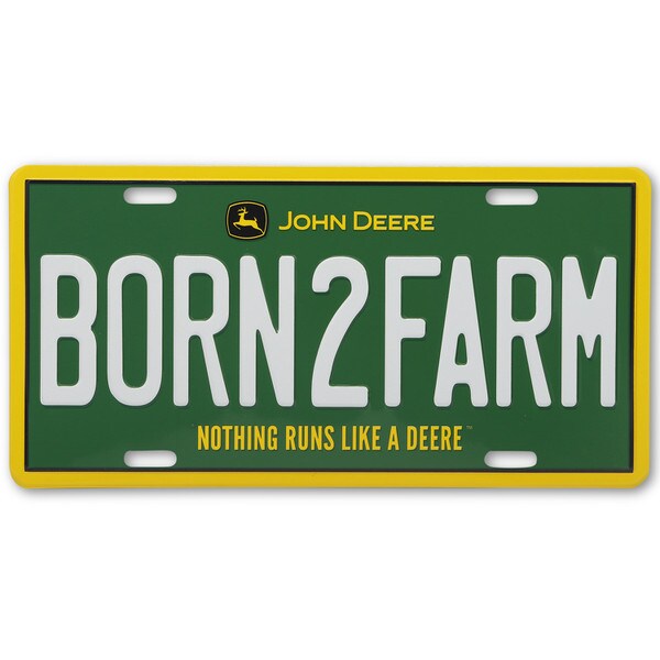 Open Road Brands John Deere Born2Farm Metal License Plate