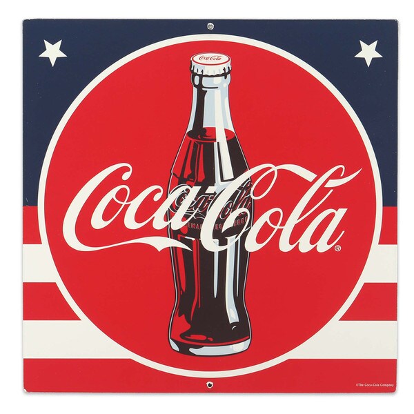 Open Road Brands Coca-Cola - Metal Flag Wall Decor