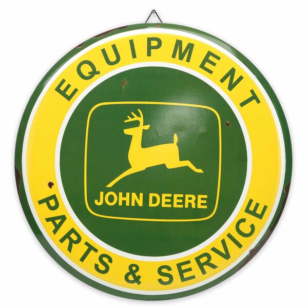 John Deere Parts & Service 18" Round Tin Sign
