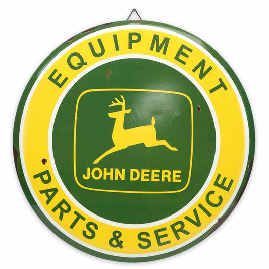 John Deere Parts & Service 18" Round Tin Sign