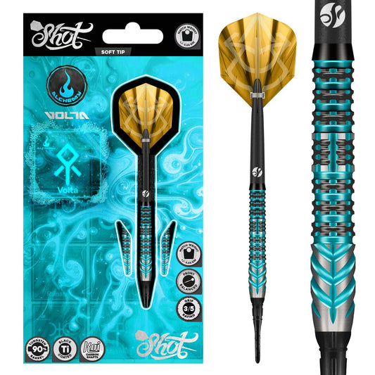 Shot Darts Alchemy Volta Soft Tip Dart Set - 90% Tungsten Barrels - 20gm