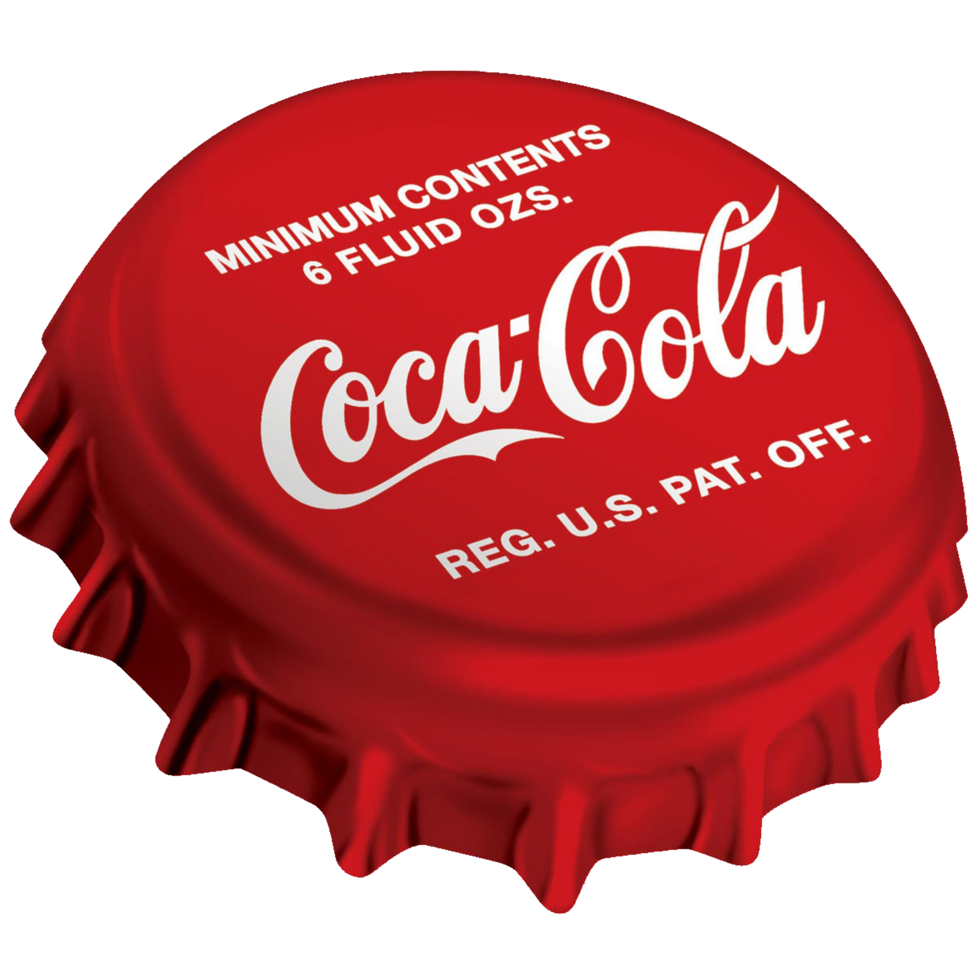 Vintage-inspired Coca-Cola bottle cap tin sign in bright red with classic white lettering.