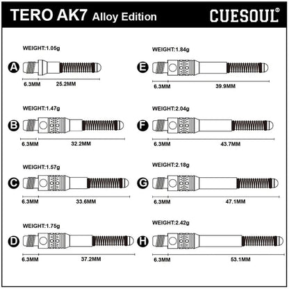 Cuesoul Tero AK7 Aluminum Dart Shafts - B 32mm Black
