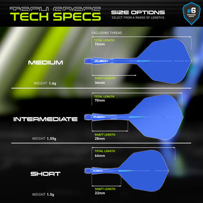Winmau Fusion #6 Integrated Flight & Shaft Blue Translucent