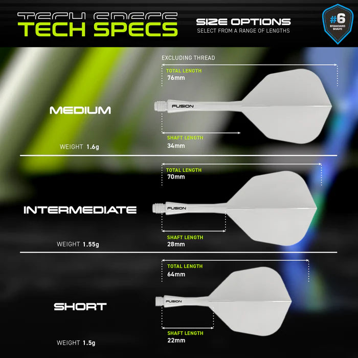 Winmau Fusion Integrated Flight & Shaft #6 Transparent Solid White