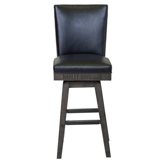 Harley Davidson B&S Square Stool w/backrest - Industrial Grey