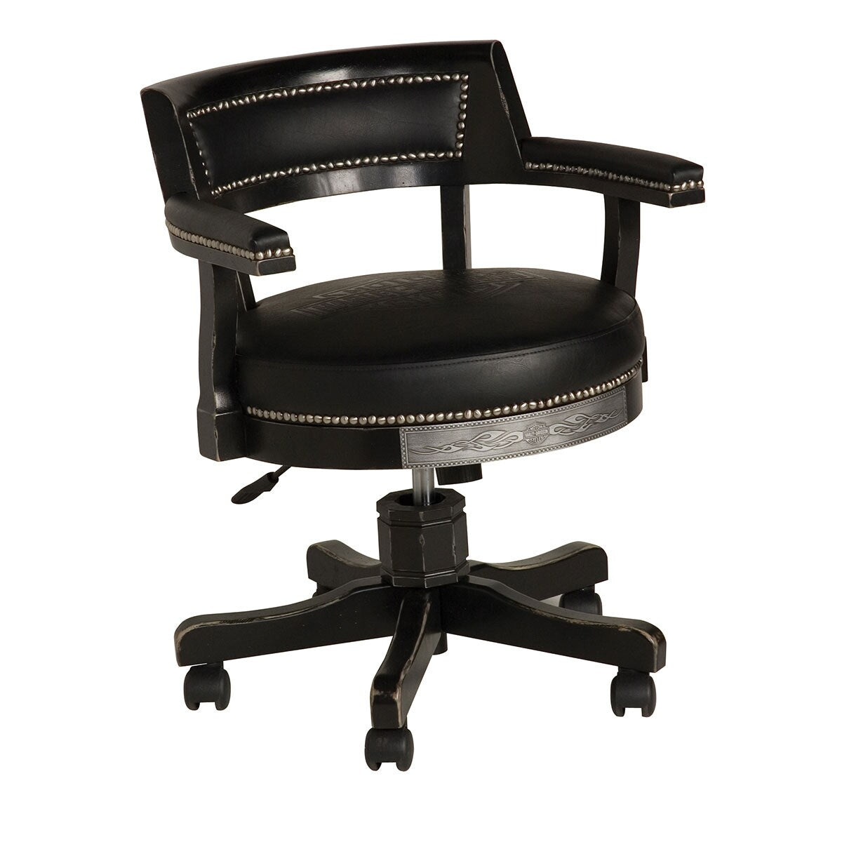 Harley Davidson Bar & Shield Flames Poker Chair w/ Vintage Black finish