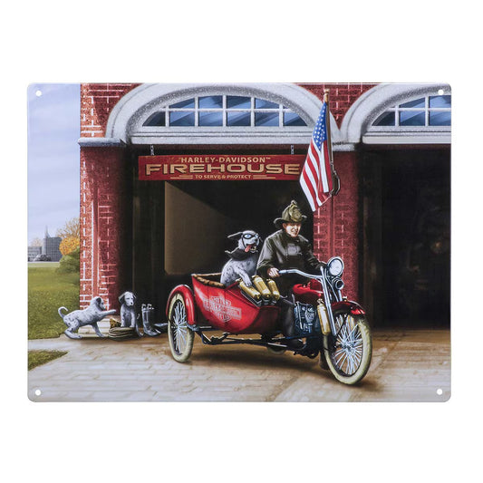 Harley Davidson Firehouse Dogs Tin Sign