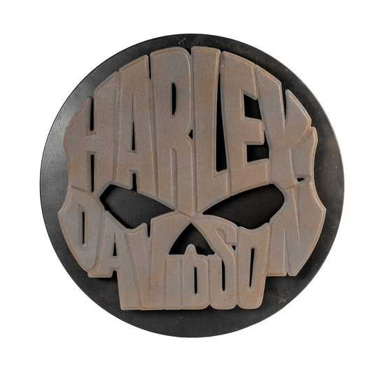 Harley Davidson Skull Round Metal Wall Art