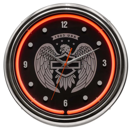 Ace Branded Products Harley Davidson Open B&S Eagle Neon Clock