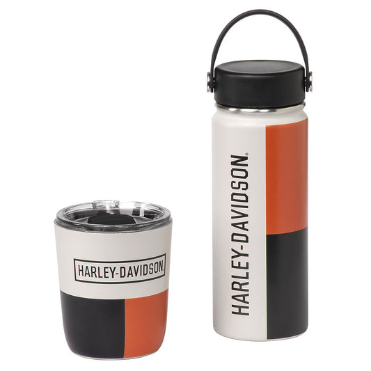 Harley Davidson Retro Block Travel Mug & Water Bottle Set
