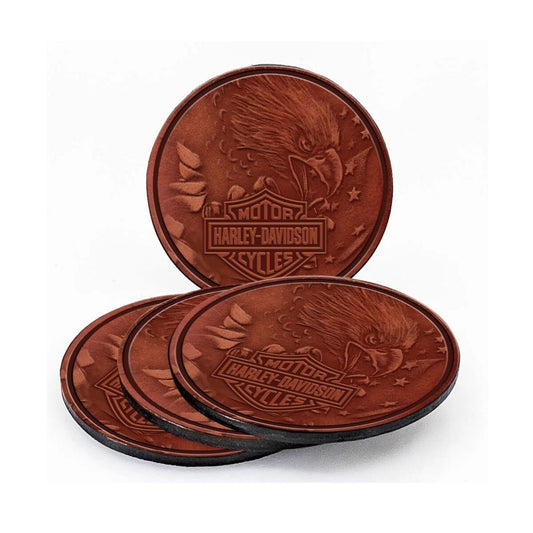 Harley Davidson Patriotic Eagle Leather Coasters