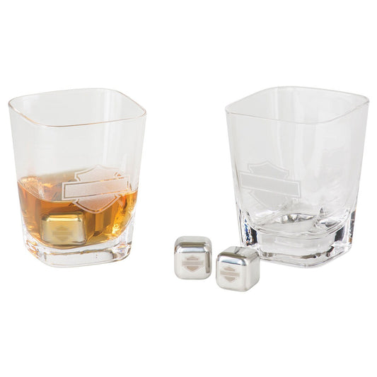 Harley Davidson Silhouette B&S Rocks Glass Set