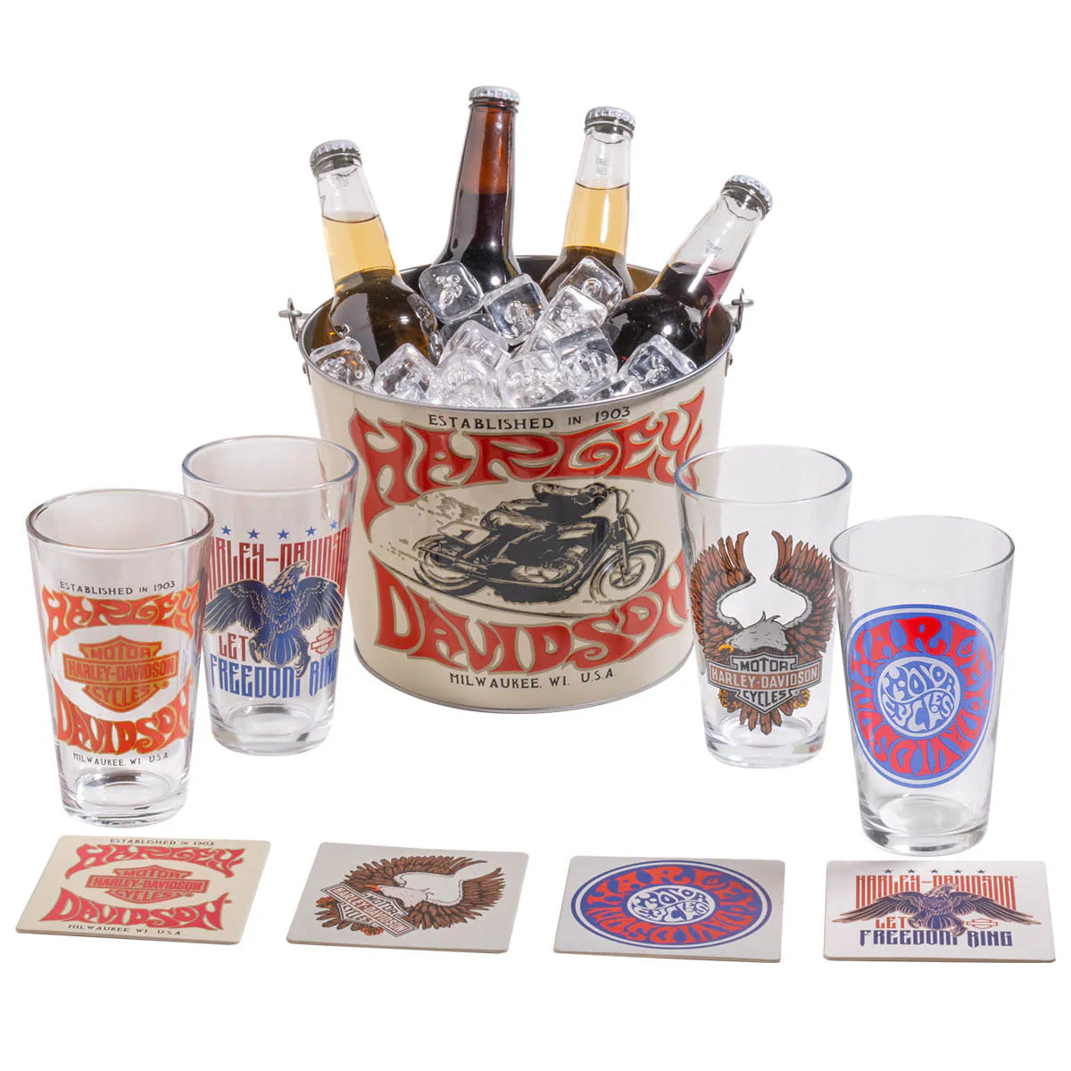 Harley Davidson 1970s Psychedelic Party Bucket Set