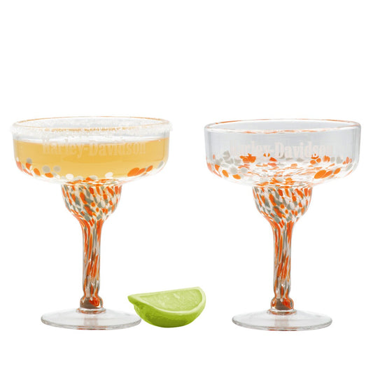 Harley Davidson Confetti Margarita Glass Set