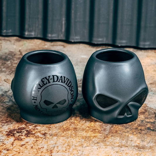 Harley Davidson Willie G. Skull Sculpted Shot Glass Set