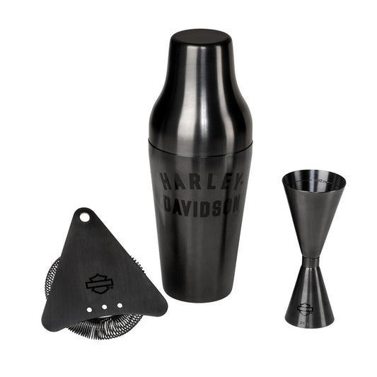 Harley Davidson Matte Black Cocktail Shaker Set