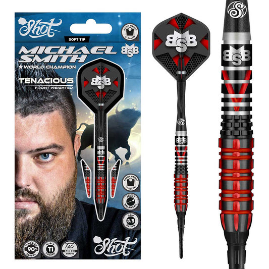Michael Smith Tenacious Soft Tip Dart Set-90% Front Weighted-18gm