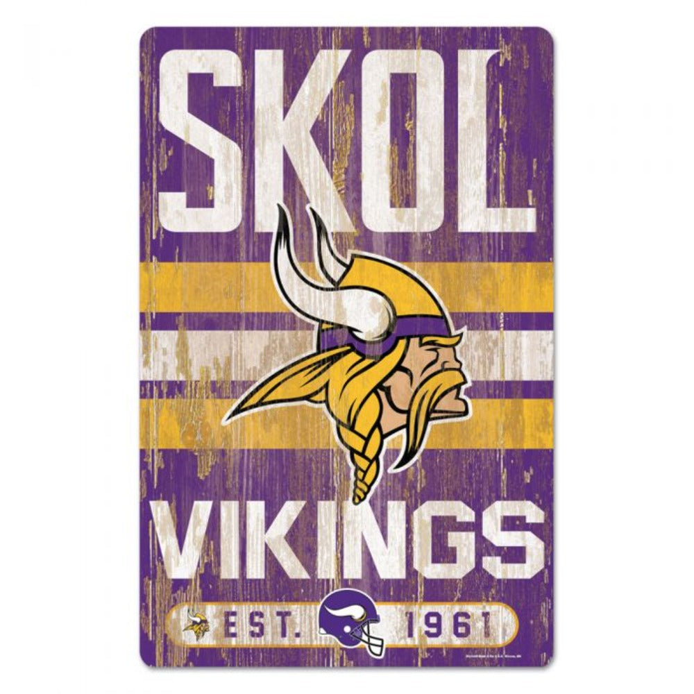 Minnesota Vikings SKOL Team Slogan Wooden Sign
