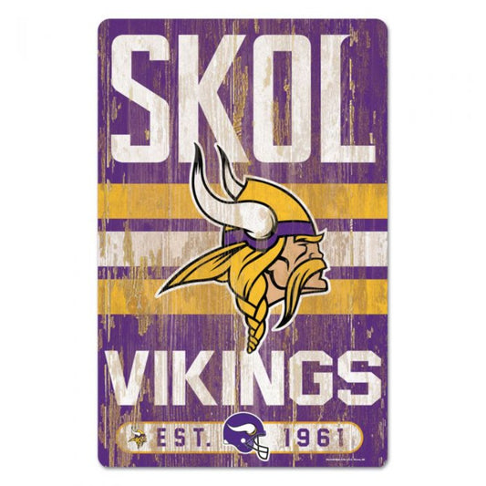 Minnesota Vikings SKOL Team Slogan Wooden Sign