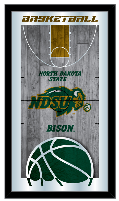 Front view of NDSU Bison basketball court-themed mirror, featuring the official logo, a testament to NDSU sports heritage and fandom.