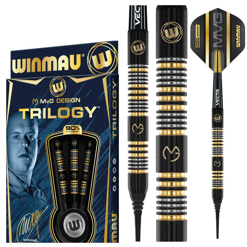 Winmau MVG Trilogy 90% Darts 21.5g B/W 23.5 F/W