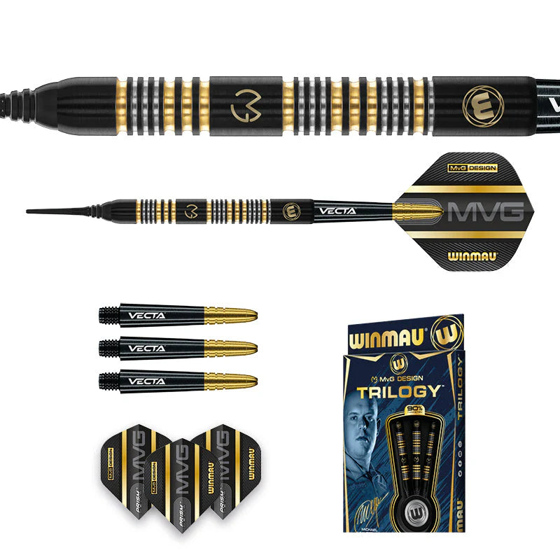 Winmau MVG Trilogy 90% Darts 21.5g B/W 23.5 F/W