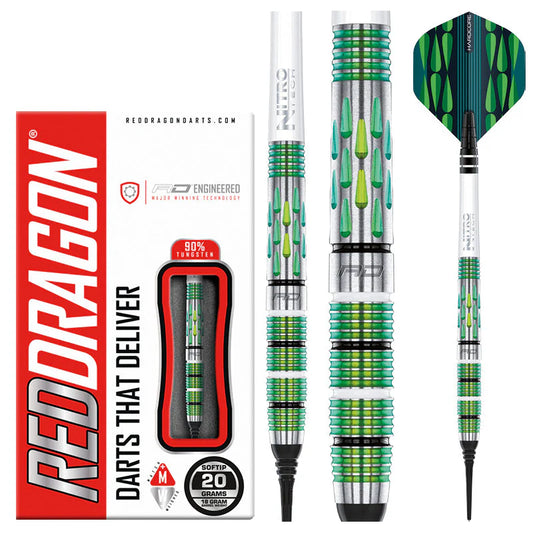Red Dragon Artura Screamin' Green Soft Tip Dart Set - 18g