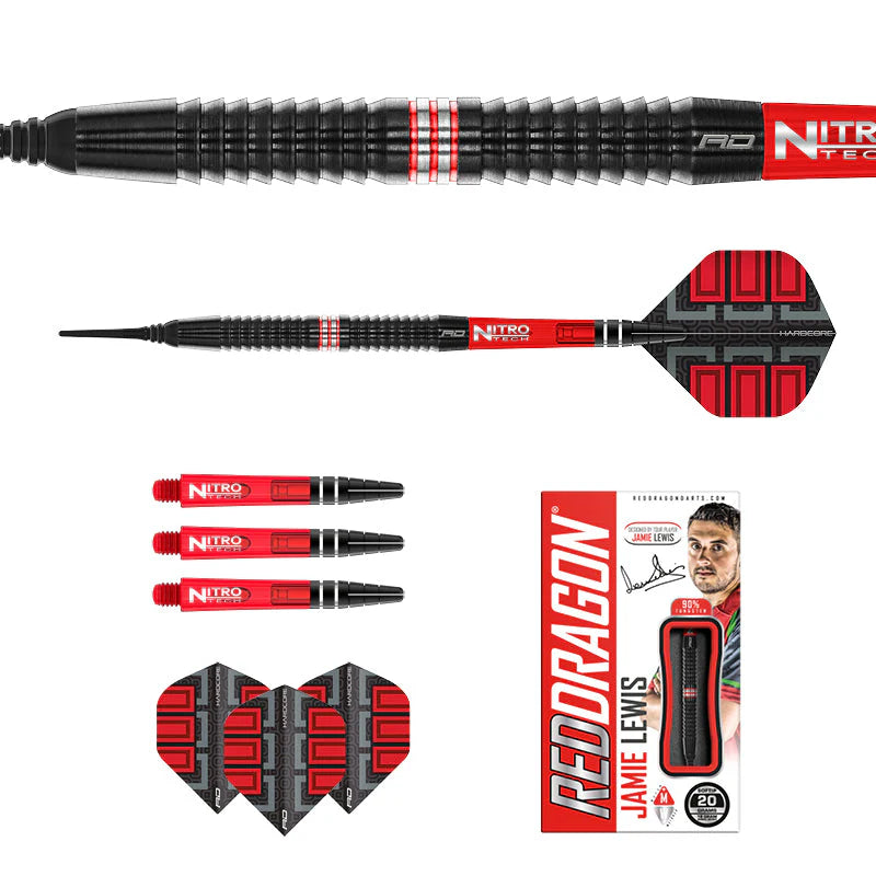 Nodor Darts Red Dragon Jamie Lewis SE Soft Tip Dart Set - 20g