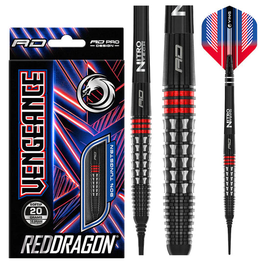 Nodor Darts Red Dragon Vengeance Red 18g Soft Tip Dart Set
