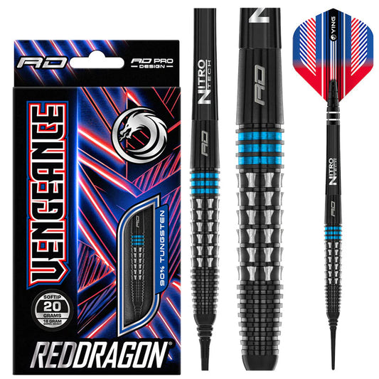Nodor Darts Red Dragon Vengeance Blue 18g Soft Tip Dart Set