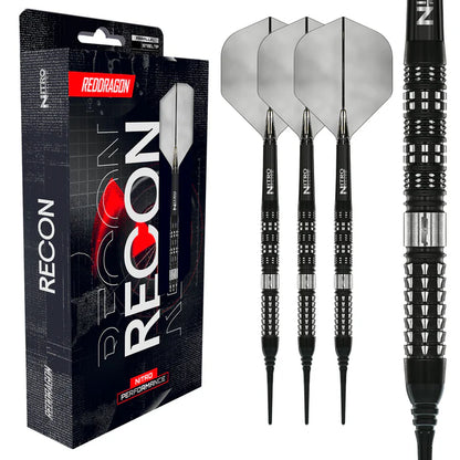 Red Dragon Recon Soft Tip Darts – Black & Silver Parallel - 18g