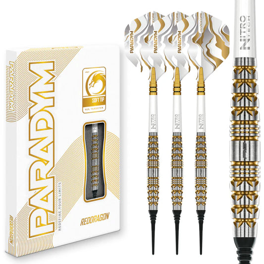 Red Dragon Paradym Gold & Silver Torpedo Soft Tip Dart Set - 18 grams