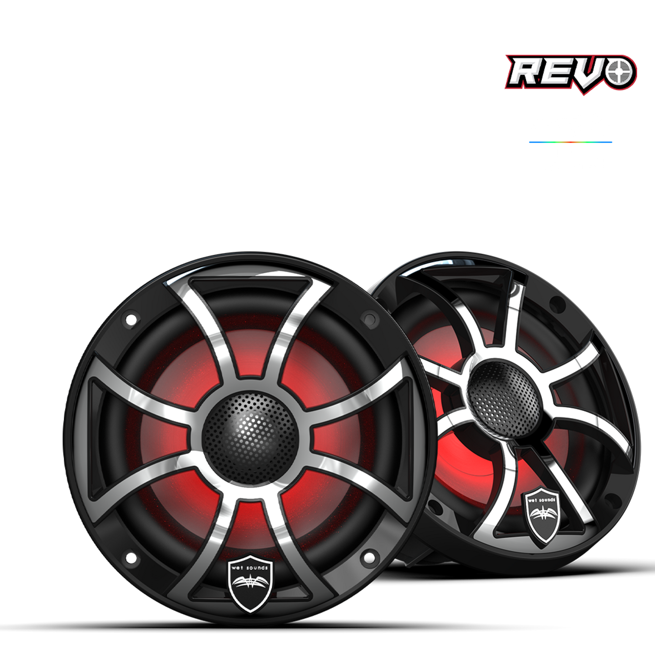 Wet Sounds XS/Stainless Black Grille 6.5” Coaxial Speaker w/ RGB Tweeter - Pair