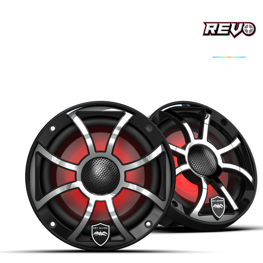 Wet Sounds XS/Stainless Black Grille 6.5” Coaxial Speaker w/ RGB Tweeter - Pair