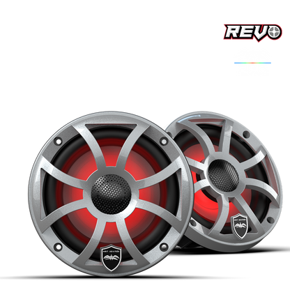 Wet Sounds XS/Stainless White Grille 6.5” Coaxial Speaker w/ RGB Tweeter - Pair