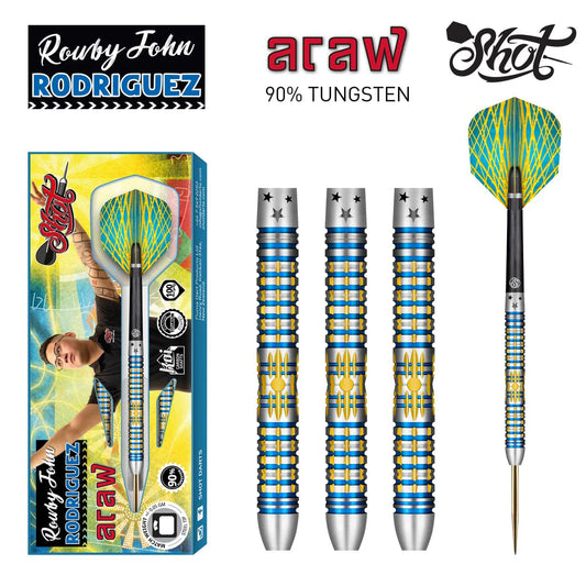 Shot Darts Rowby-John Rodriguez Araw Soft Tip Dart Set-90% Tungsten-18gm