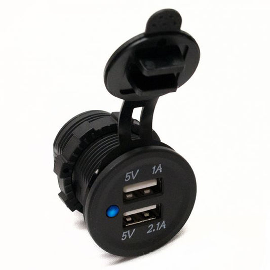 Stinger Socket sized Dual Port USB 3.1Amp with Blue LED