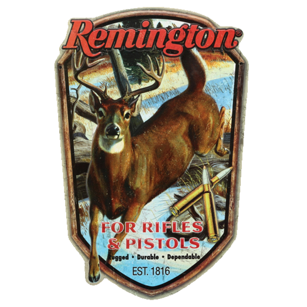 Rem Sign Remington Rifles & Pistols Tin Sign | CAVES