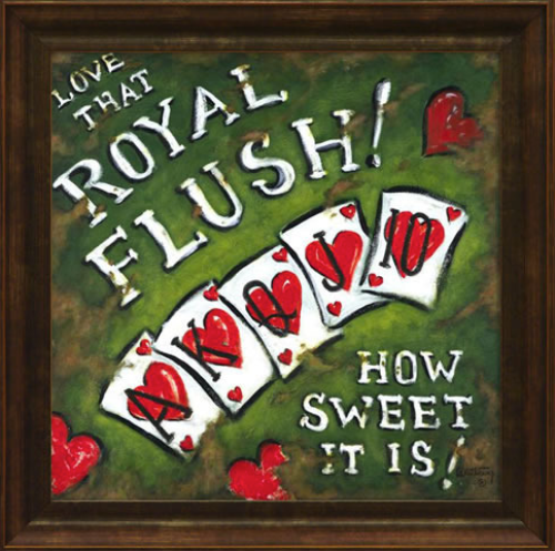 Vibrant-Royal-Flush-Card-Game-Art-in-Framed-Display